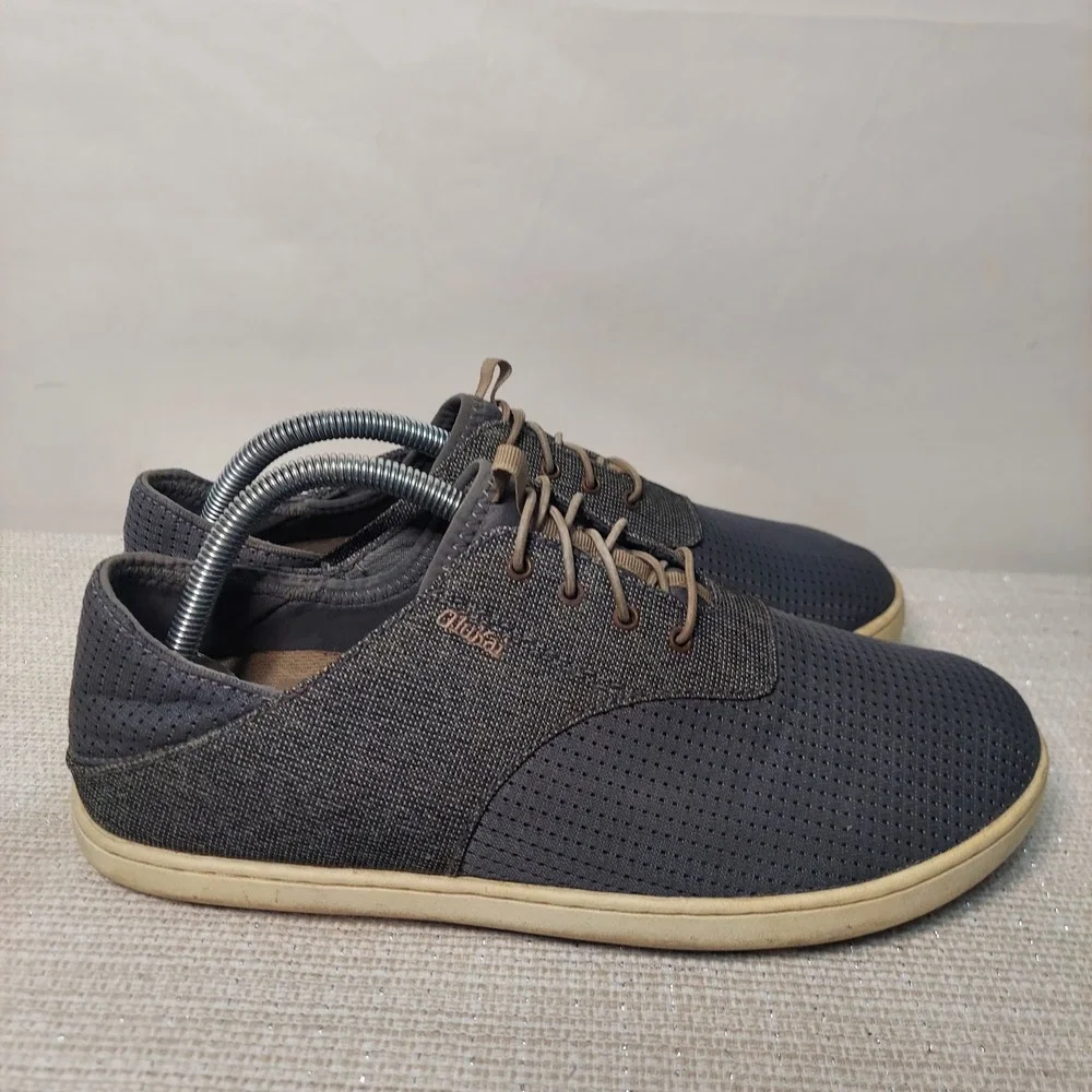 OluKai Nohea Moku Mens 8 Gray Mesh Boat Shoes Slip On Sneakers 10283-2610